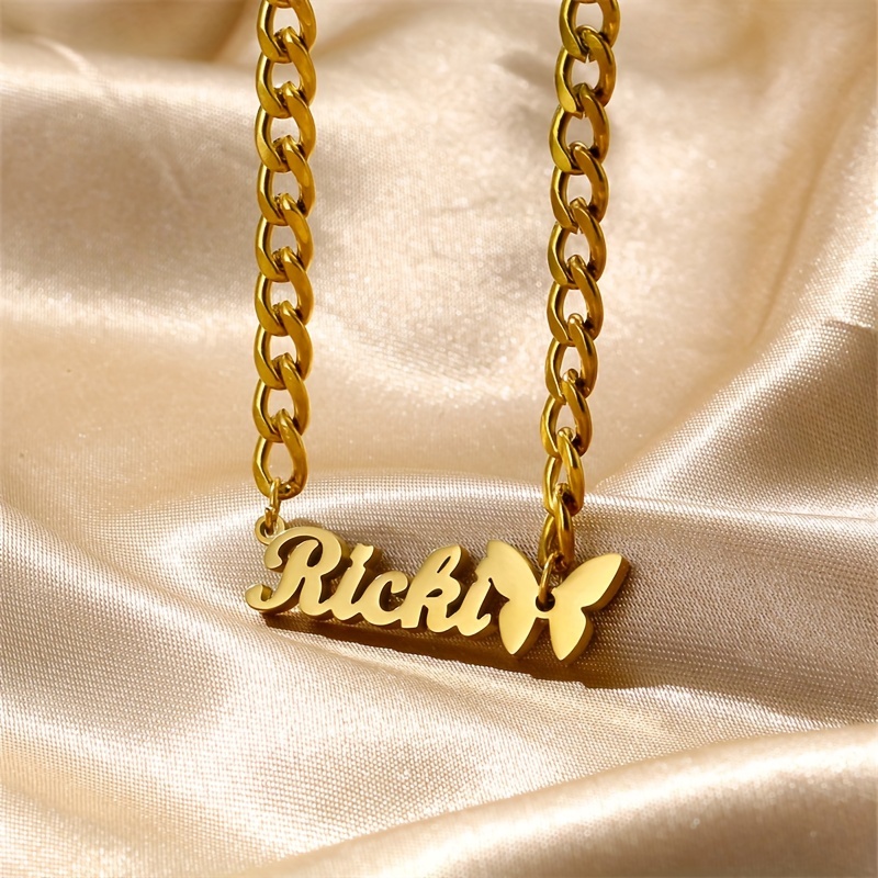 Women's Customized Name Butterfly Hip-Hop Letter Necklace